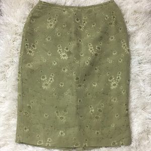 Light Green Linen and Silk Pencil Skirt